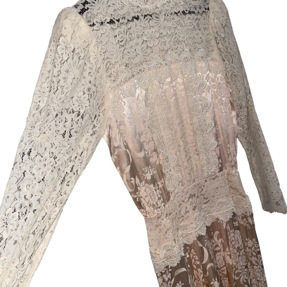Vintage Jessica McClintock Lace Maxi Dress Prairie Romantic Cottagecore Size 10 - Picture 4 of 13